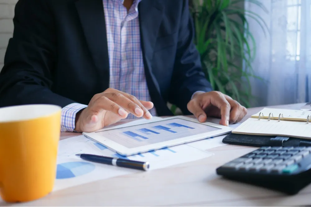 Photo of person working on report